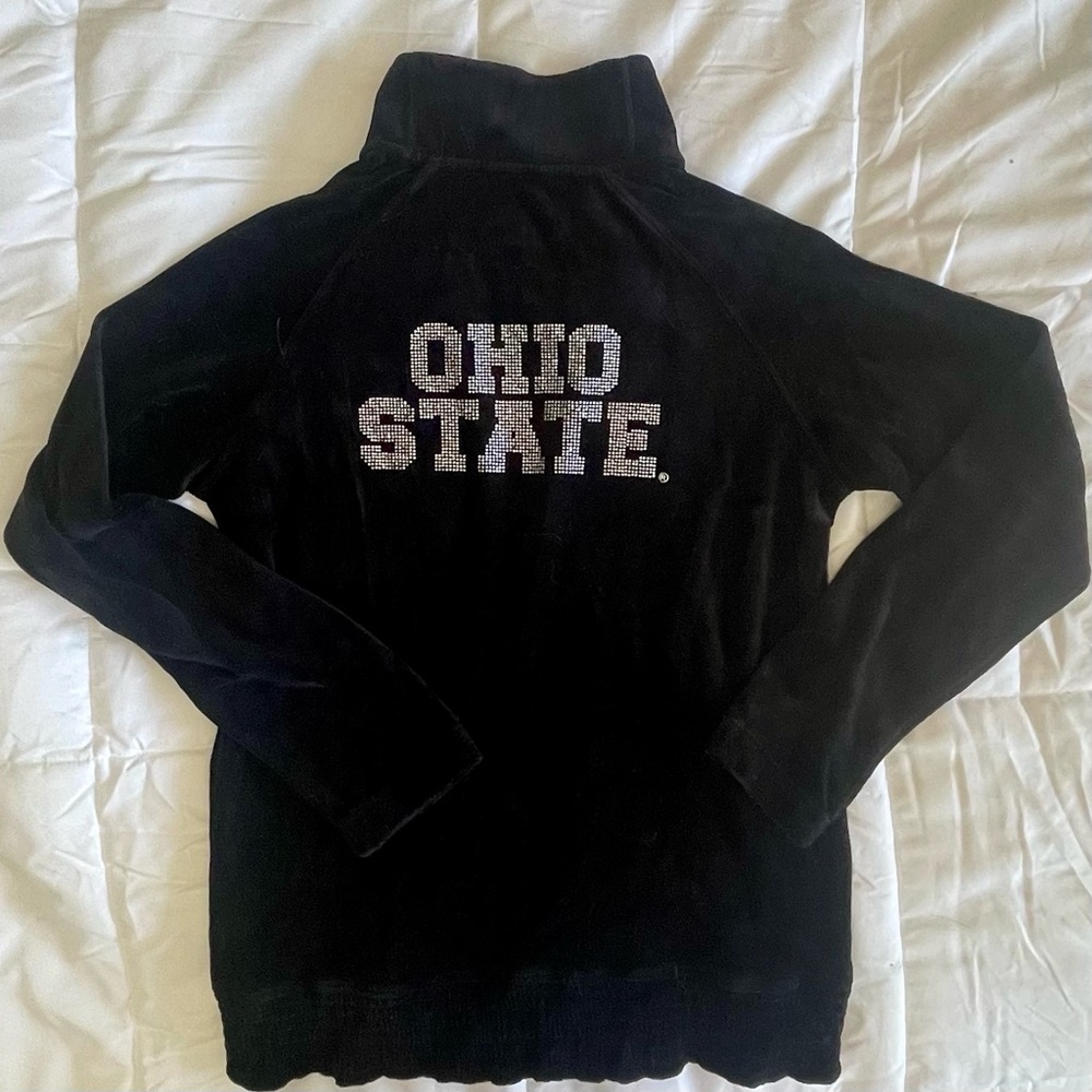 Campus Couture Ohio State Buckeyes Velour Full-Zip Jacket Rhinestone Y2K